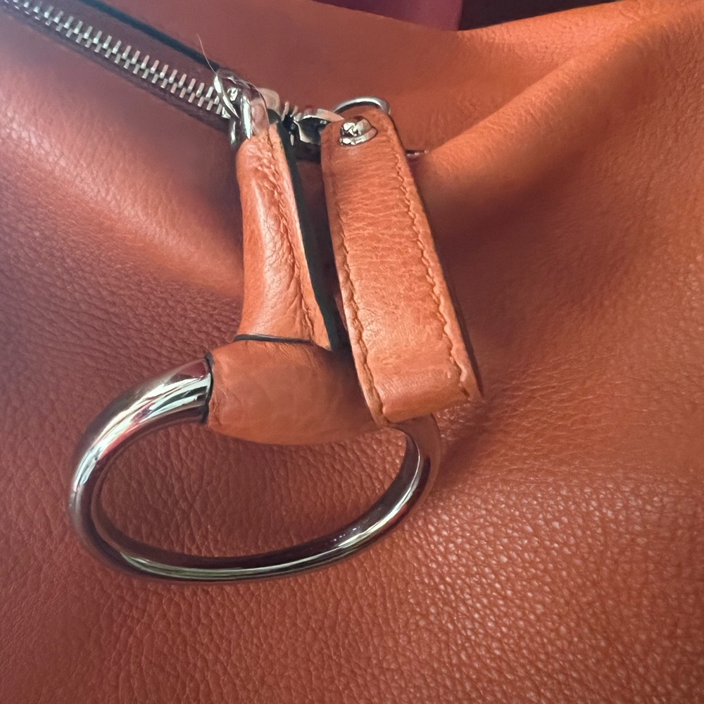 Gucci Orange Pebbled Leather Tote Bag 232949 Icon Bit Top Handle Tote - Picture 2 of 7